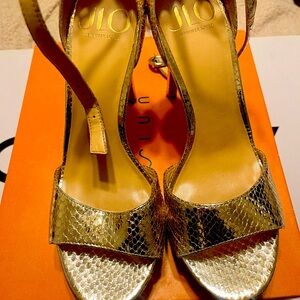 J.Lo Gold Open Toe Heels